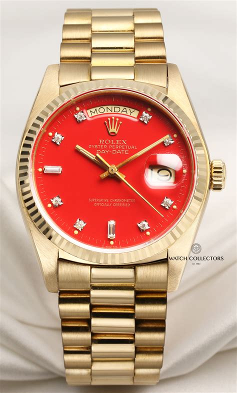 red roman number dial rolex|Rolex watch with red face.